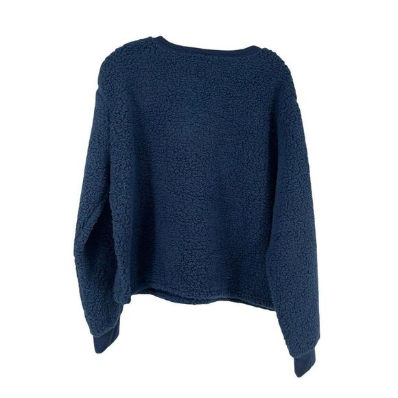 Stitch Sherpa Pullover Sweatshirt Disney Lilo & Stitch Blue Sequin Juniors XL - Picture 3 of 4